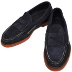 OLD PORT MOCCASIN [t@[ Y I[h|[gJV MADE IN U.S.A PENNY LOAFER WITH BRICK SOLE yj[ ubN\[ NAVY SUEDE lCr[XG[h